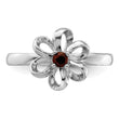 Sterling Silver Stackable Expressions Polished Garnet Flower Ring - Birthstone Company