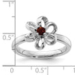 Sterling Silver Stackable Expressions Polished Garnet Flower Ring - Birthstone Company