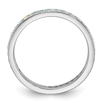 Sterling Silver Stackable Expressions Created Opal Ring - Birthstone Company
