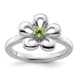Sterling Silver Stackable Expressions Polished Peridot Flower Ring