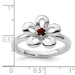Sterling Silver Stackable Expressions Polished Garnet Flower Ring - Birthstone Company