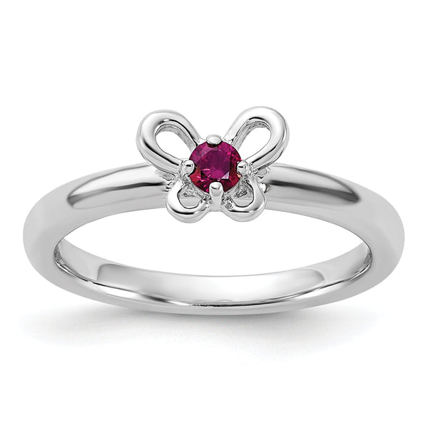 Sterling Silver Stackable Expressions Created Ruby Ring