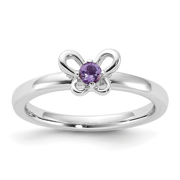 Sterling Silver Stackable Expressions Amethyst Ring - Birthstone Company