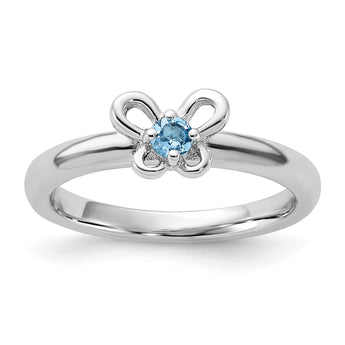 Sterling Silver Stackable Expressions Blue Topaz Ring - Birthstone Company