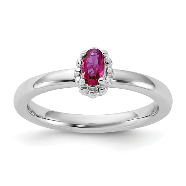 Sterling Silver Stackable Expressions Created Ruby Ring