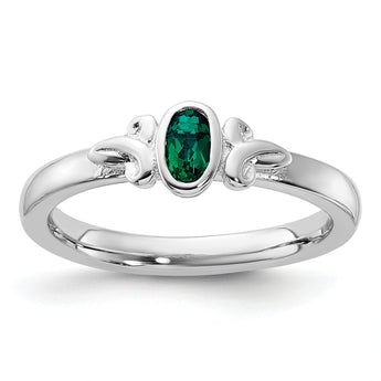 Sterling Silver Stackable Expressions Created Emerald Ring