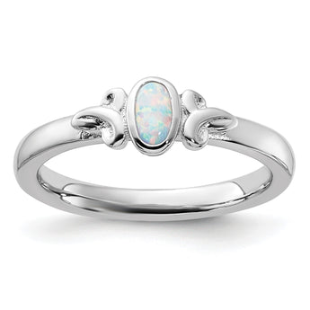 Sterling Silver Stackable Expressions Created Opal Ring - Birthstone Company