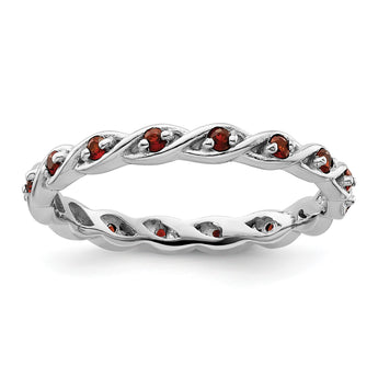 Sterling Silver Stackable Expressions Garnet Ring - Birthstone Company