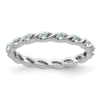 Sterling Silver Stackable Expressions Aquamarine Ring - Birthstone Company