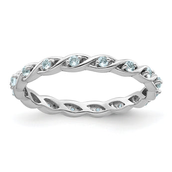 Sterling Silver Stackable Expressions Aquamarine Ring