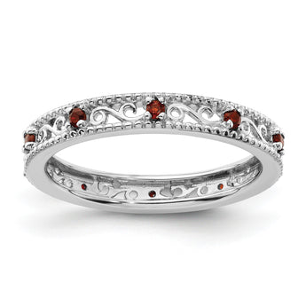 Sterling Silver Stackable Expressions Garnet Ring - Birthstone Company