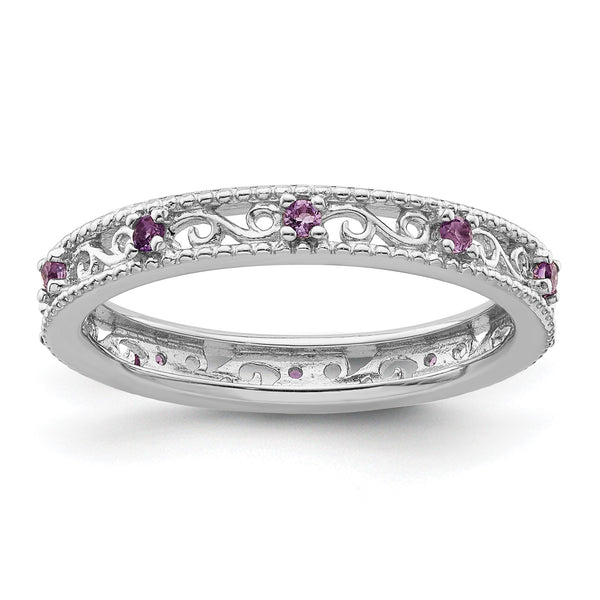Sterling Silver Stackable Expressions Amethyst Ring - Birthstone Company