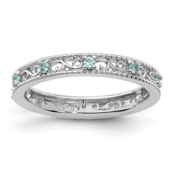 Sterling Silver Stackable Expressions Aquamarine Ring - Birthstone Company