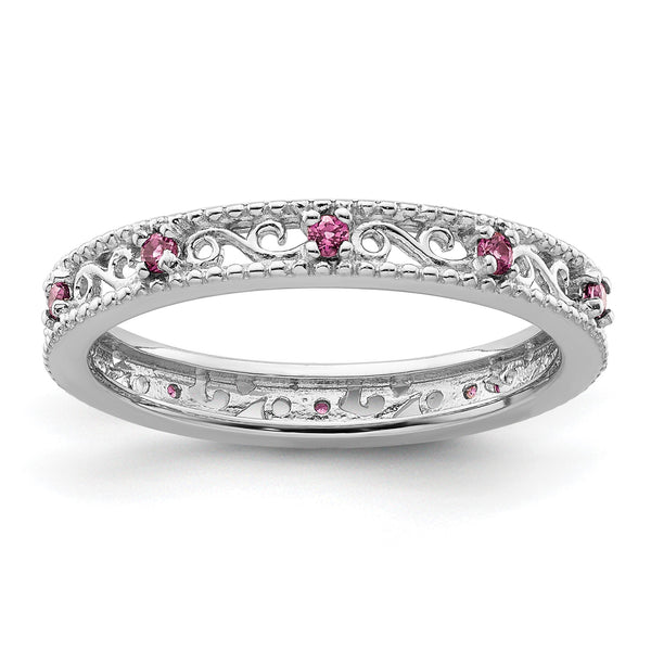 Sterling Silver Stackable Expressions Rhodolite Garnet Ring - Birthstone Company