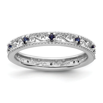 Sterling Silver Stackable Expressions Created Sapphire Ring - Birthstone Company