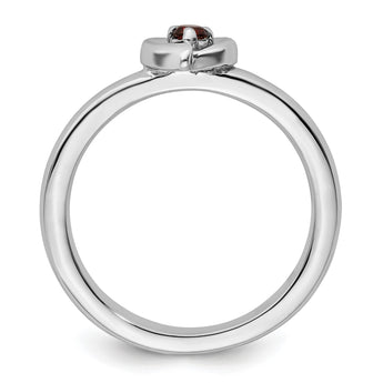 Sterling Silver Stackable Expressions Garnet Heart Ring - Birthstone Company
