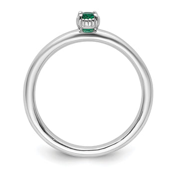 Sterling Silver Stackable Expressions Created Emerald Single Stone Ring - Birthstone Company