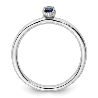 Sterling Silver Stackable Expressions Created Sapphire Single Stone Ring - Birthstone Company