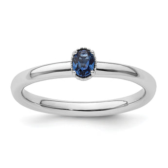 Sterling Silver Stackable Expressions Created Sapphire Single Stone Ring - Birthstone Company