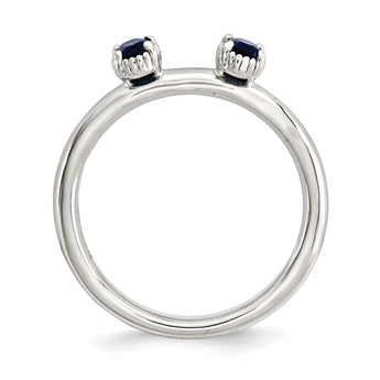 Sterling Silver Stackable Expressions Created Sapphire Two Stone Ring - Birthstone Company