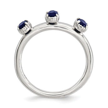 Sterling Silver Stackable Expressions Created Sapphire Three Stone Ring - Birthstone Company