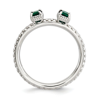 Sterling Silver Stackable Expressions Created Emerald Two Stone Ring