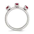 Sterling Silver Stackable Expressions Created Ruby Three Stone Ring - Birthstone Company