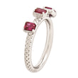 Sterling Silver Stackable Expressions Created Ruby Three Stone Ring - Birthstone Company