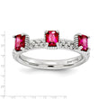 Sterling Silver Stackable Expressions Created Ruby Three Stone Ring - Birthstone Company