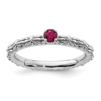 Sterling Silver Stackable Expressions Created Ruby Single Stone Ring