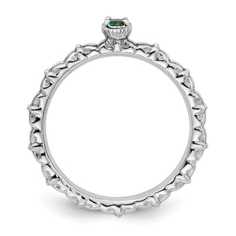 Sterling Silver Stackable Expressions Created Emerald Single Stone Ring - Birthstone Company