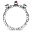 Sterling Silver Stackable Expressions Created Ruby Three Stone Ring - Birthstone Company