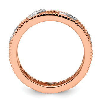 Sterling Silver Stackable Expressions Rose Gold-plated Diamond Jacket Ring - Birthstone Company