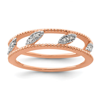 Sterling Silver Stackable Expressions Rose Gold-plated Diamond Jacket Ring - Birthstone Company