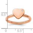 Sterling Silver Stackable Expressions Rose Gold-plated Heart Diamond Ring - Birthstone Company