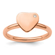 Sterling Silver Stackable Expressions Rose Gold-plated Heart Diamond Ring - Birthstone Company