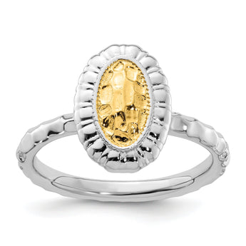 Sterling Silver Stackable Expressions Gold-plated Oval Ring