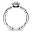 Sterling Silver Stackable Expressions Rhodium Garnet Cross Ring - Birthstone Company
