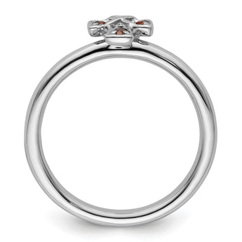 Sterling Silver Stackable Expressions Rhodium Garnet Cross Ring - Birthstone Company