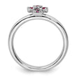 Sterling Silver Stackable Expressions Rhodium Rhodolite Garnet Cross Ring - Birthstone Company