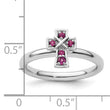 Sterling Silver Stackable Expressions Rhodium Rhodolite Garnet Cross Ring - Birthstone Company