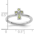 Sterling Silver Stackable Expressions Rhodium Peridot Cross Ring - Birthstone Company