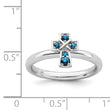 Sterling Silver Stackable Expressions Rhodium Blue Topaz Cross Ring - Birthstone Company