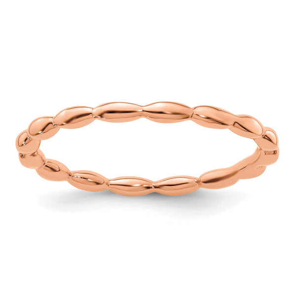 Sterling Silver Stackable Expressions Pink-plated Rice Bead Ring
