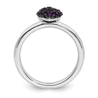 Sterling Silver Amethyst Stackable Expressions Heart Ring - Birthstone Company