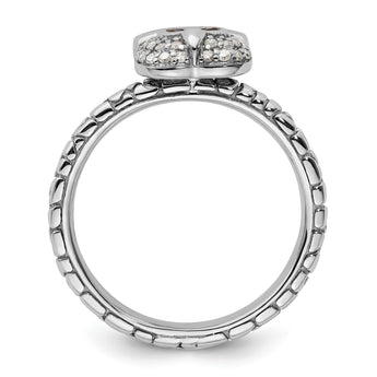 Sterling Silver Stackable Expressions Garnet & Diamond Owl Ring - Birthstone Company