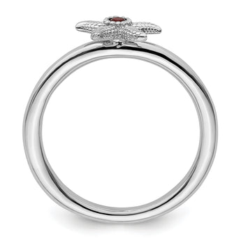 Sterling Silver Stackable Expressions Garnet Starfish Ring - Birthstone Company