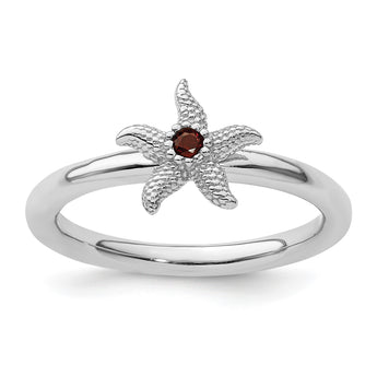 Sterling Silver Stackable Expressions Garnet Starfish Ring - Birthstone Company