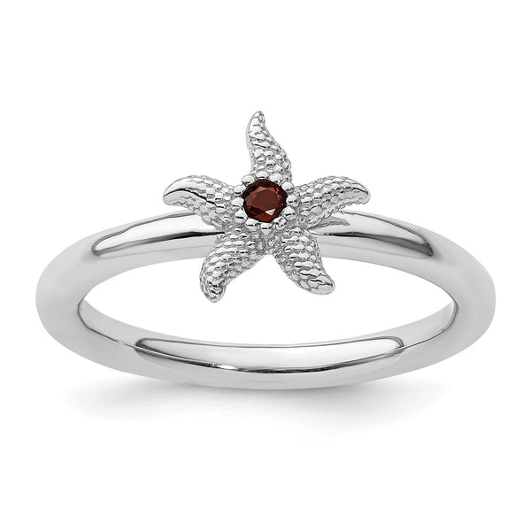 Sterling Silver Stackable Expressions Garnet Starfish Ring - Birthstone Company