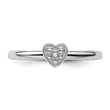 Sterling Silver Stackable Expressions Polished Diamond Heart Ring - Birthstone Company